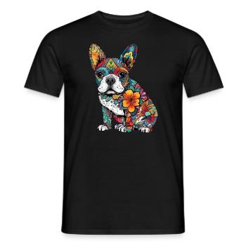 Colorful French-bulldog art design - Men's T-Shirt - black - Front - AI Model Male 178 light (178cm)