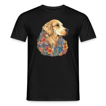 Design d’art coloré Golden-retriever - T-shirt homme - noir - Devant - AI Model Male 178 light (178cm)