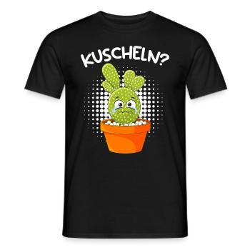 Kuscheln ? Kakteen Sukkulenten Kaktus love - Männer T-Shirt - Schwarz - Vorne - AI Model Male 178 light (178cm)