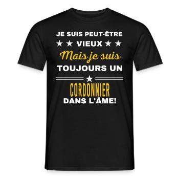 Je suis peut-être vieux CORDONNIER - T-shirt homme - noir - Devant - AI Model Male 178 light (178cm)