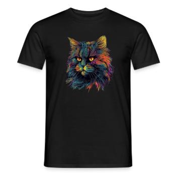 Chat persan coloré - T-shirt homme - noir - Devant - AI Model Male 178 light (178cm)