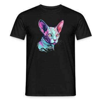 Chat Sphynx coloré - T-shirt homme - noir - Devant - AI Model Male 178 light (178cm)