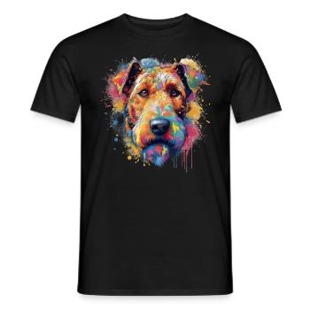 Bunte Airedale-Terrier - Männer T-Shirt - Schwarz - Vorne - AI Model Male 178 light (178cm)