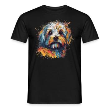 Chien havanais coloré - T-shirt homme - noir - Devant - AI Model Male 178 light (178cm)