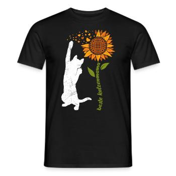 Beste Katzenmama Sonnenblumen Katzenliebhaberin - Männer T-Shirt - Schwarz - Vorne - AI Model Male 178 light (178cm)