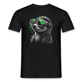 Cool futuristic steampunk meerkat green - Men's T-Shirt - black - Front - AI Model Male 178 light (178cm)
