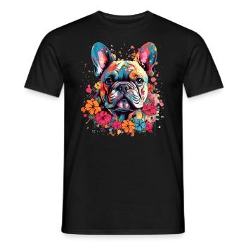 Bunte französische Bulldogge - Männer T-Shirt - Schwarz - Vorne - AI Model Male 178 light (178cm)