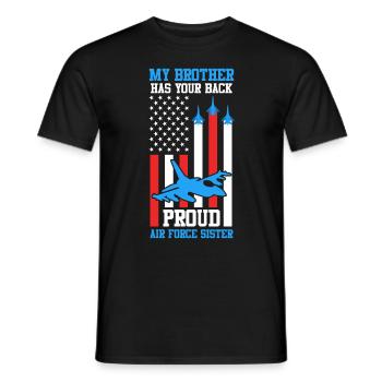 Proud Sister Air Force Soldiers Brother USA - T-shirt homme - noir - Devant - AI Model Male 178 light (178cm)