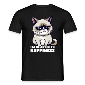 Grump Cat - I'm Allergic To Happiness Sarcasm - Men's T-Shirt - black - Front - AI Model Male 178 light (178cm)
