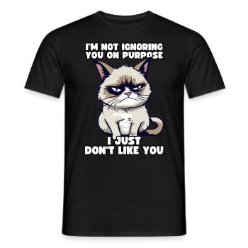 Funny Grump Cat - I Just Don't Like You Cynical - Men's T-Shirt - black - Front - AI Model Male 178 light (178cm)