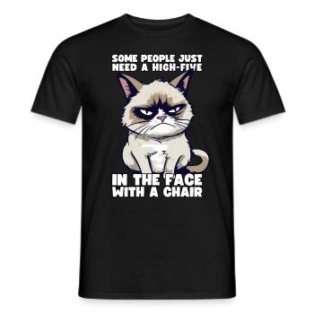 Cat Some People Just Need A High Five In The Face - Männer T-Shirt - Schwarz - Vorne - AI Model Male 178 light (178cm)