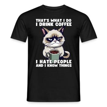 Grump Cat - I drink Coffee and I hate people - Men's T-Shirt - black - Front - AI Model Male 178 light (178cm)