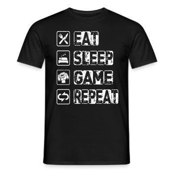Eat Sleep Game Repeat - Men's T-Shirt - black - Front - AI Model Male 178 light (178cm)