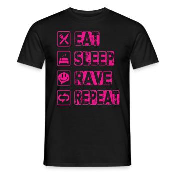 Eat Sleep Rave Repeat - Männer T-Shirt - Schwarz - Vorne - AI Model Male 178 light (178cm)