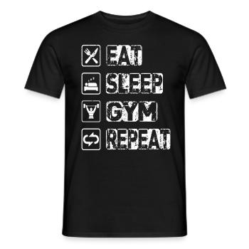 Eat Sleep Gym Repeat - Männer T-Shirt - Schwarz - Vorne - AI Model Male 178 light (178cm)