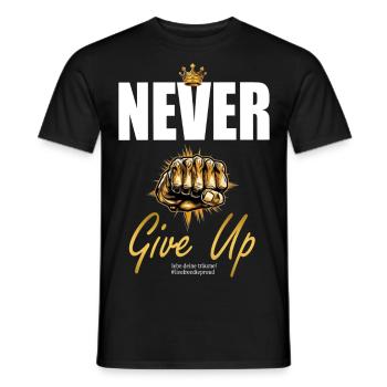 NEVER GIVE UP - Men's T-Shirt - black - Front - AI Model Male 178 light (178cm)