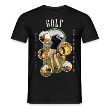 Golf Golfen Golfspieler Sport Hobby Club Vintage - Männer T-Shirt - Schwarz - Vorne - AI Model Male 178 light (178cm)