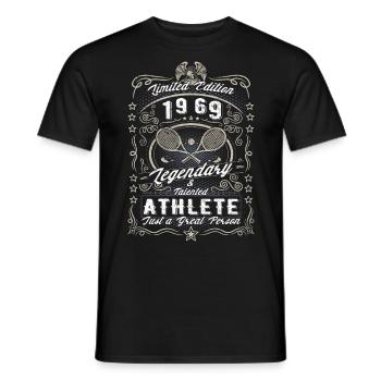 Vintage 1969 Tennis Birthday Gift Hobby - Men's T-Shirt - black - Front - AI Model Male 178 light (178cm)