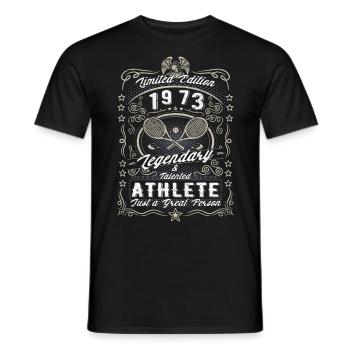 Vintage 1973 Tennis Birthday Gift Hobby - Men's T-Shirt - black - Front - AI Model Male 178 light (178cm)
