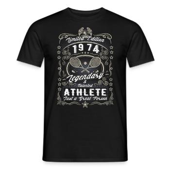 Vintage 1974 Tennis Birthday Gift Hobby - Men's T-Shirt - black - Front - AI Model Male 178 light (178cm)