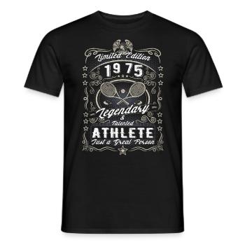 Vintage 1975 Tennis Anniversaire Cadeau Hobby - T-shirt homme - noir - Devant - AI Model Male 178 light (178cm)