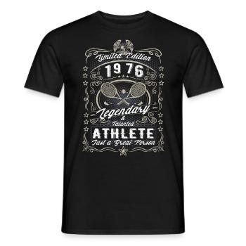 Vintage 1976 Tennis Birthday Gift Hobby - Men's T-Shirt - black - Front - AI Model Male 178 light (178cm)