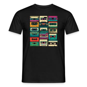 Cassette de musique rétro - T-shirt homme - noir - Devant - AI Model Male 178 light (178cm)