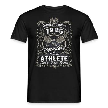 Vintage 1986 Tennis Birthday Gift Hobby - Men's T-Shirt - black - Front - AI Model Male 178 light (178cm)
