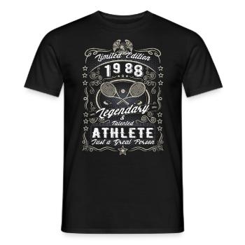 Vintage 1988 Tennis Anniversaire Cadeau Hobby - T-shirt homme - noir - Devant - AI Model Male 178 light (178cm)