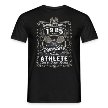 Vintage 1985 Tennis Birthday Gift Hobby - Men's T-Shirt - black - Front - AI Model Male 178 light (178cm)