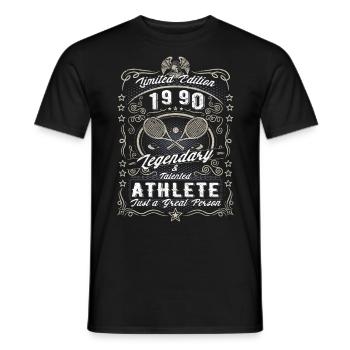 Vintage 1990 Tennis Birthday Gift Hobby - Men's T-Shirt - black - Front - AI Model Male 178 light (178cm)