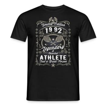 Vintage 1992 Tennis Birthday Gift Hobby - Men's T-Shirt - black - Front - AI Model Male 178 light (178cm)