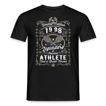 Vintage 1998 Tennis Birthday Gift Hobby - Men's T-Shirt - black - Front - AI Model Male 178 light (178cm)