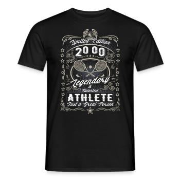Vintage 2000 Tennis Anniversaire Cadeau Hobby - T-shirt homme - noir - Devant - AI Model Male 178 light (178cm)