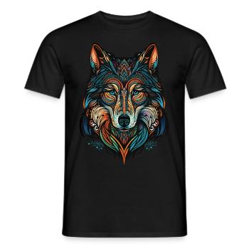 Tête de loup avec des motifs tribaux - T-shirt homme - noir - Devant - AI Model Male 178 light (178cm)