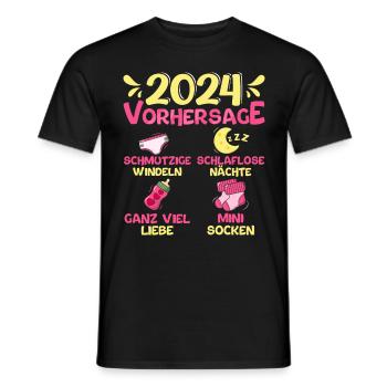 Vorhersage werdende Mama 2024 Baby bald Papa - Männer T-Shirt - Schwarz - Vorne - AI Model Male 178 light (178cm)