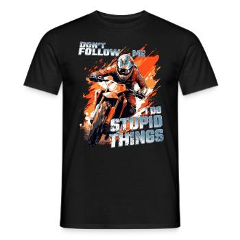 Don't follow me - Cool Dirtbike Motocross Slogan - Men's T-Shirt - black - Front - AI Model Male 178 light (178cm)