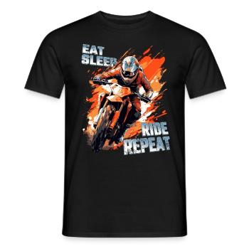 Eat Sleap Ride Repeat - Dirtbike Motocross Spruch - Men's T-Shirt - black - Front - AI Model Male 178 light (178cm)