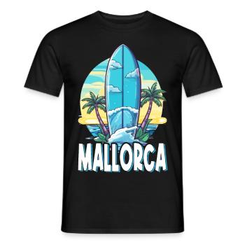 Majorca Palm Surfing Spain Island Summer Party - Men's T-Shirt - black - Front - AI Model Male 178 light (178cm)