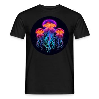 Glowing deep-sea jellyfish - Men's T-Shirt - black - Front - AI Model Male 178 light (178cm)