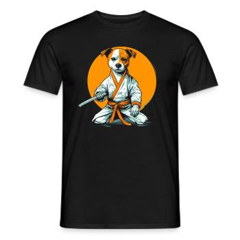 Dog Jackrussel Samurai - Men's T-Shirt - black - Front - AI Model Male 178 light (178cm)