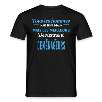 tous les hommes naissent égaux Déménageurs - T-shirt homme - noir - Devant - AI Model Male 178 light (178cm)