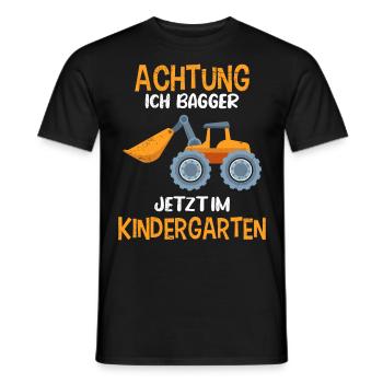 Kindergartenkind Achtung ich bagger jetzt im Kiga - Männer T-Shirt - Schwarz - Vorne - AI Model Male 178 light (178cm)