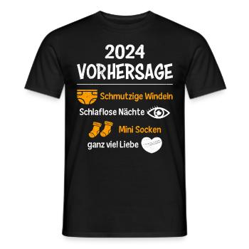 Vorhersage werdende Mama 2024 Baby bald Papa - Männer T-Shirt - Schwarz - Vorne - AI Model Male 178 light (178cm)