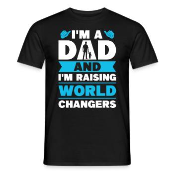 Je suis papa et j’élève des changeurs de monde - T-shirt homme - noir - Devant - AI Model Male 178 light (178cm)