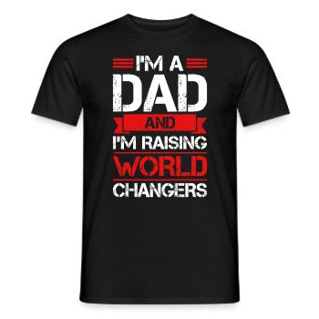 Je suis papa et j’élève des changeurs de monde - T-shirt homme - noir - Devant - AI Model Male 178 light (178cm)