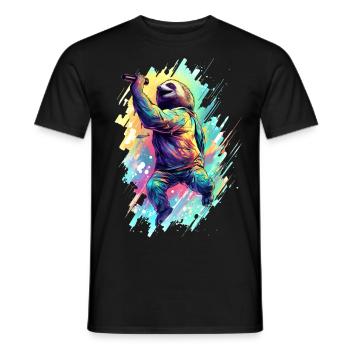 Singendes Faultier - Männer T-Shirt - Schwarz - Vorne - AI Model Male 178 light (178cm)
