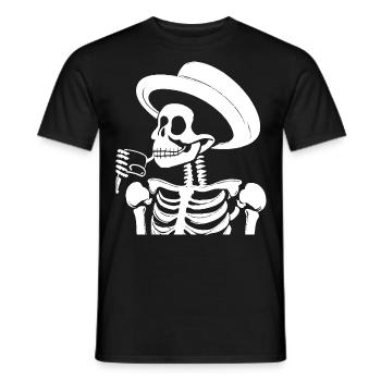 Sarcastic Funny Skeleton Drinking Espresso Coffee - Men's T-Shirt - black - Front - AI Model Male 178 light (178cm)