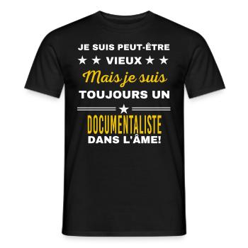 Je suis peut-être vieux DOCUMENTALISTE - T-shirt homme - noir - Devant - AI Model Male 178 light (178cm)
