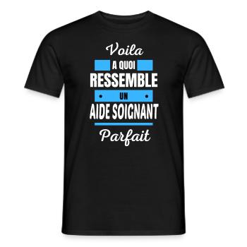 Voila a quoi ressemble un AIDE SOIGNANT parfait - T-shirt homme - noir - Devant - AI Model Male 178 light (178cm)